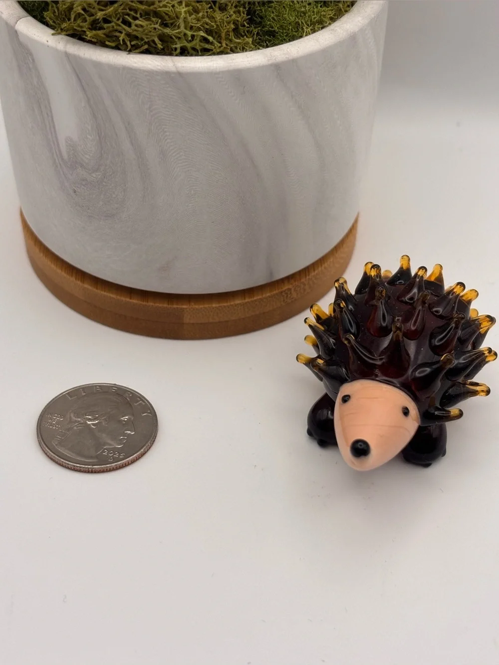 Hand-Crafted Miniature Glass Hedgehog Figurine, Animal Trinket